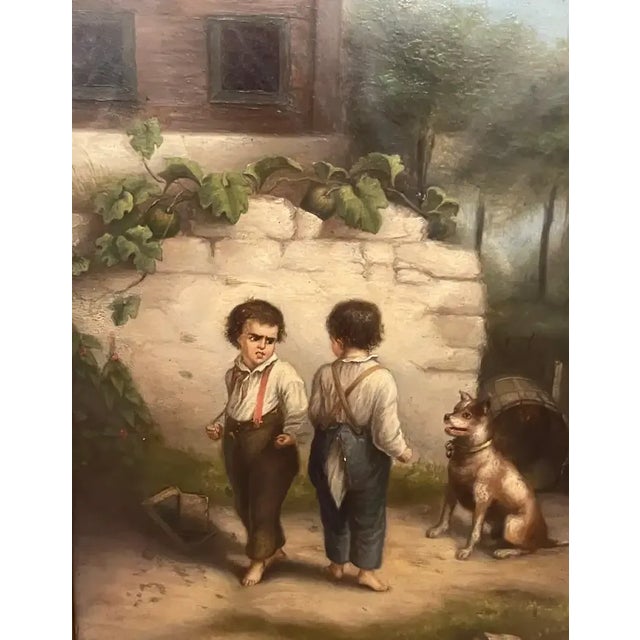 19th Century French Painting 'Backyard Fight', Unsigned For Sale In West Palm - Image 6 of 11