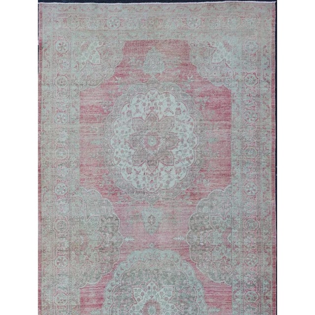 Pink Vintage Turkish Oushak Rug With Vibrant Multicolor Geometric Patterns 5'0 X 14'3 For Sale - Image 8 of 10