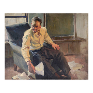 Portrait of a Man in Armchair, Mid Century Short Story Illustration by Charles Kinghan