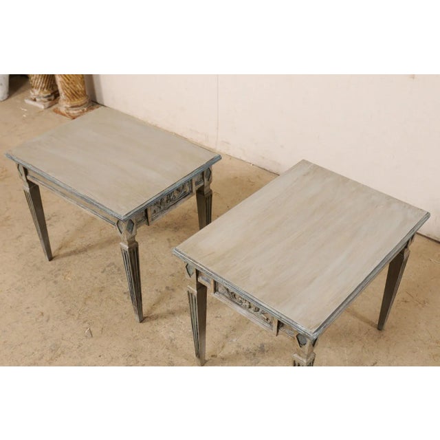 Taupe Italian of Carved & Painted End Tables - A Pair For Sale - Image 8 of 11