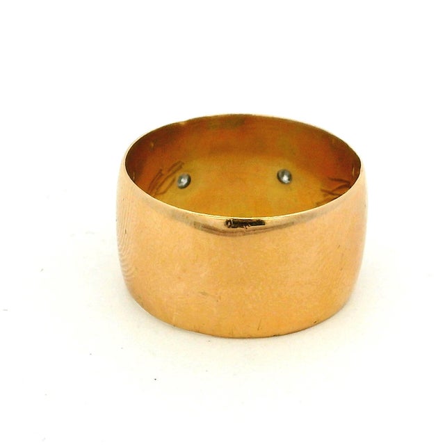 Gold Antique Victorian 18k Gold Double Diamond Star-Set Gypsy Cigar Band Ring, Size 9 For Sale - Image 8 of 11