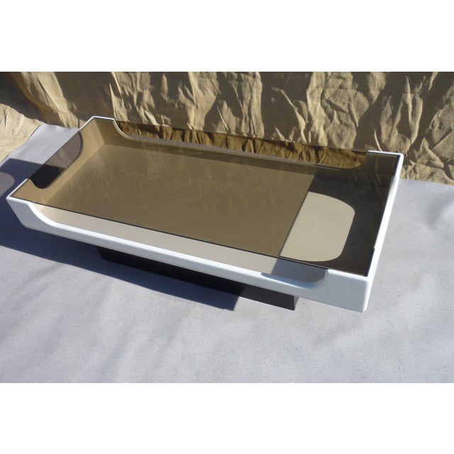 Space Age Coffee Table in Smoked Glass, 1970s For Sale - Image 3 of 7