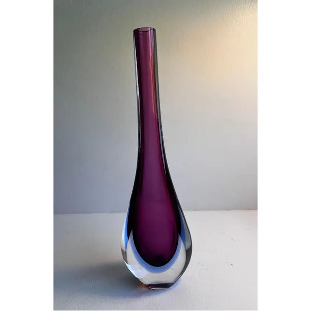 Mid 20th Century Murano Glass Sommerso Stem Vase For Sale - Image 11 of 13
