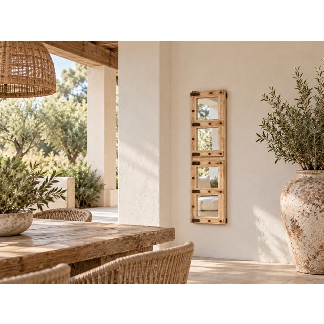 With a history whispering from Rajasthan, India, this antique farmhouse style mirror boasts a rustic elegance. Crafted...