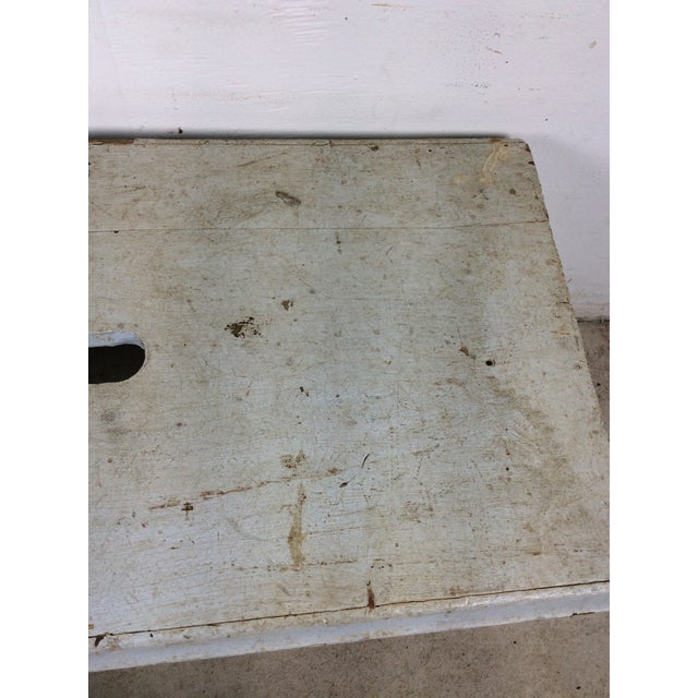 Antique Farmhouse Gray Painted Bench Footstool For Sale In Philadelphia - Image 6 of 14