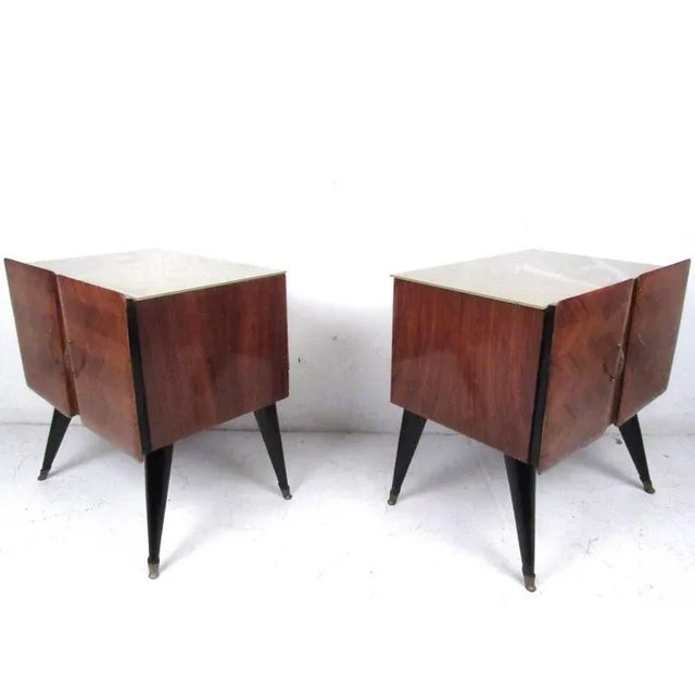 Italian Modern Vittorio Dassi Style Glass Top End Tables For Sale - Image 4 of 9