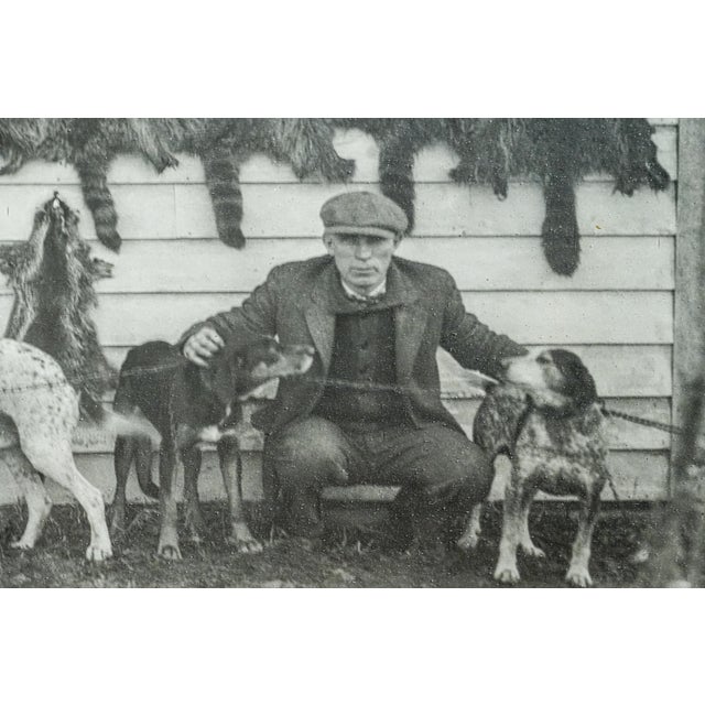 Photography Nice Large Black and White Framed Antique Photograph Portrait Hunting Rustic Americana Dog Country Wall Decor For Sale - Image 7 of 14