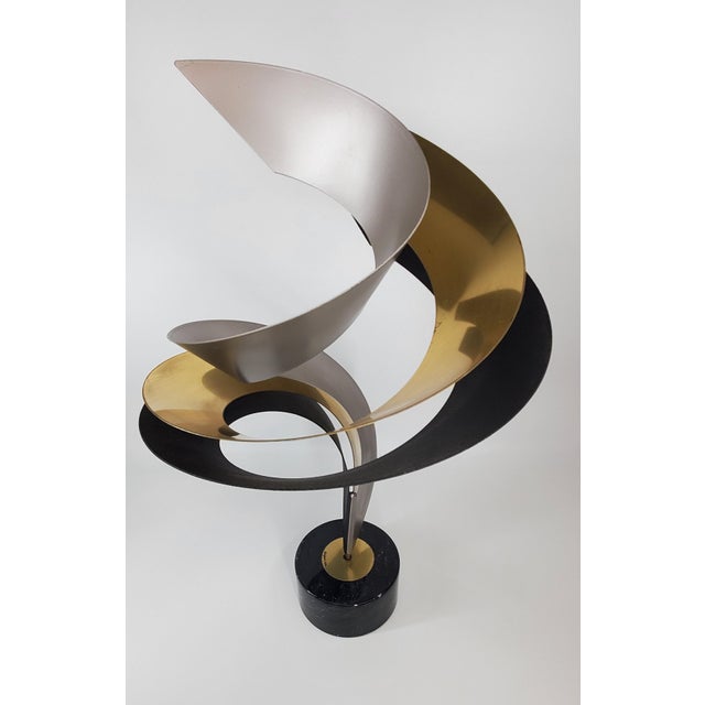 Metal Vintage Curtis Jere Triple Spiral Ribbon Flame Metal Sculpture Signed 1996 For Sale - Image 7 of 18