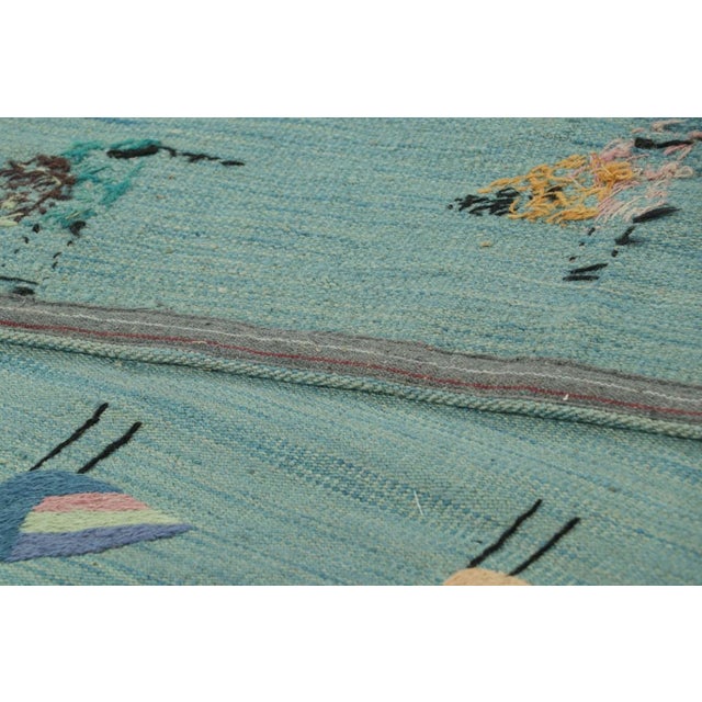 Textile Rug & Kilim’s Suzani Style Kilim in Sky Blue With Polychromatic Bird Pictorials For Sale - Image 7 of 7