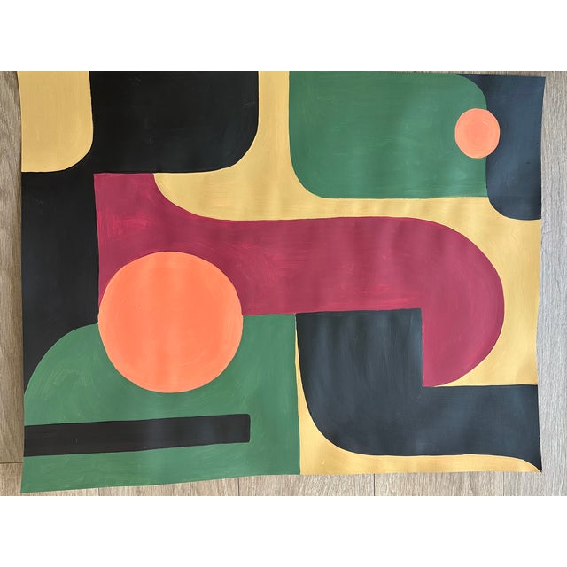 This is an original painting, acrílic on paper, evoking the 70’s that will go great in any modern deco. It can go vertical...