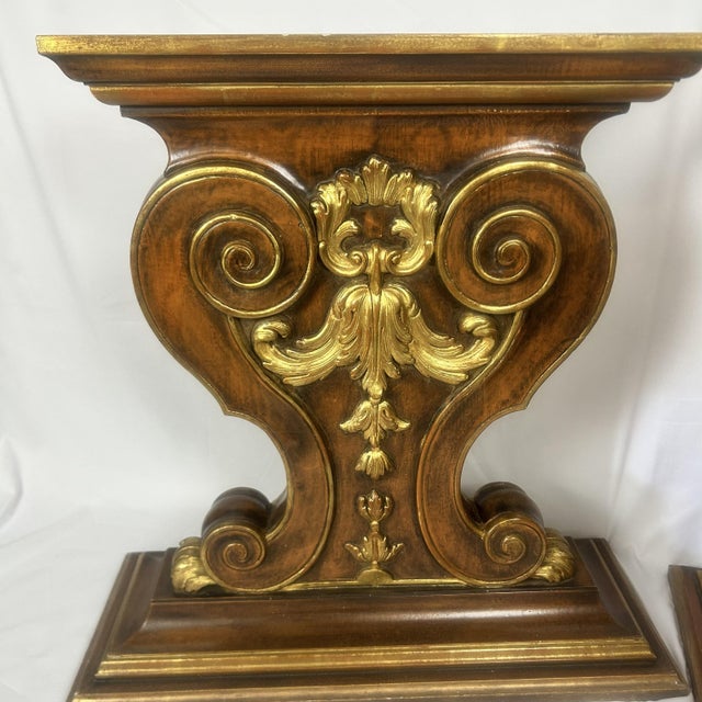 1960s 1960s Pair (2) of Ornate Wooden Table Bases Made in Italy For Sale - Image 5 of 9