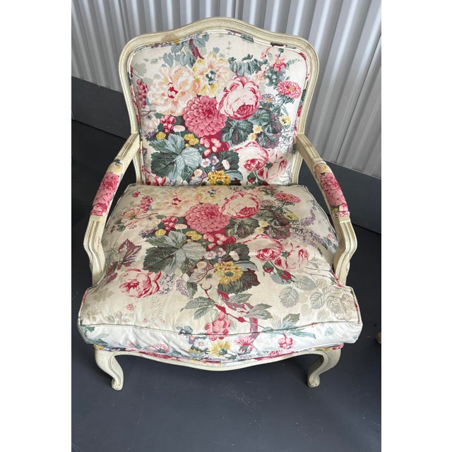 Louis XVI Style Floral Chintz Upholstered Century Furniture Chairs - A Set of 2 For Sale - Image 10 of 11