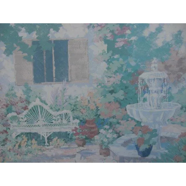 Bring the outside in with this massive, still life. Painting is a loving depiction of a sunny, blooming garden with a...