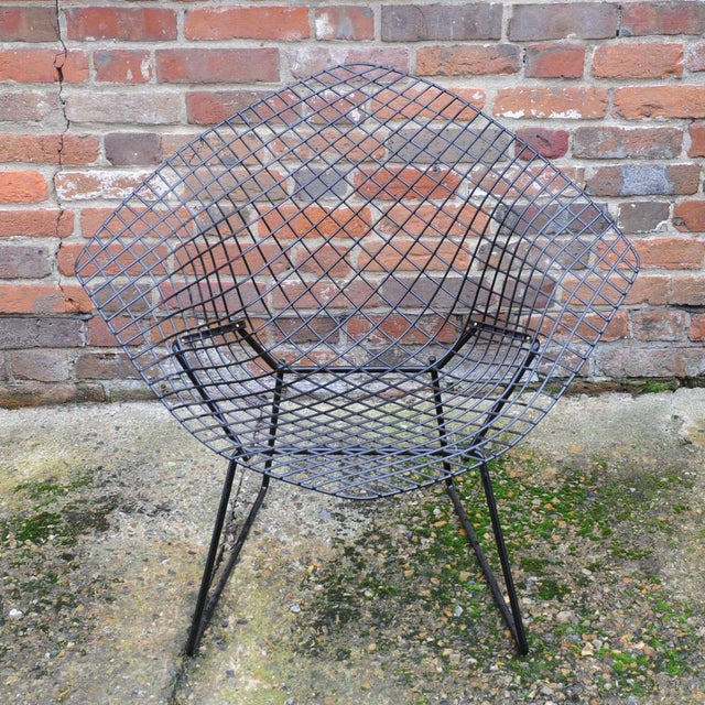 Metal Diamond Chair attributed to Harry Bertoia for Knoll, 1950s For Sale - Image 7 of 11