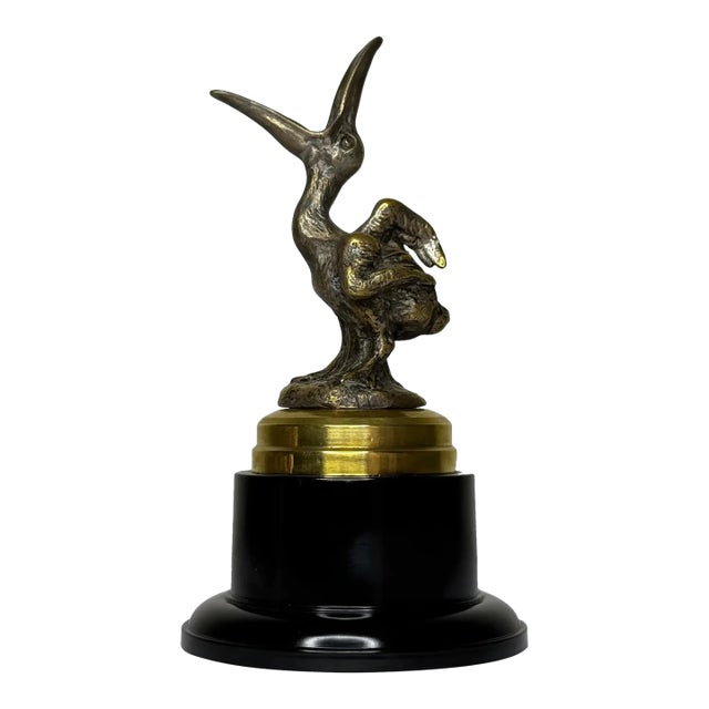 1920s Majestic Spanish Art Deco Pelican Bird Mascot Sculpture For Sale