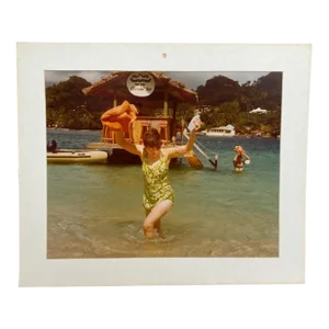 Vintage Lifestyle Photograph of a Woman in Water in Front of Famous Coconut Bar Circa 1976, One of a Series