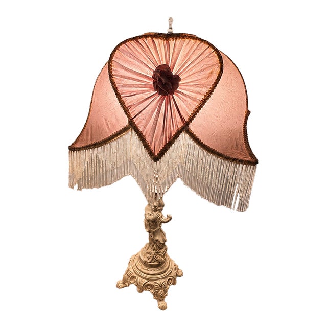 Vintage Hollywood Regency Style Cherub Table Lamp For Sale