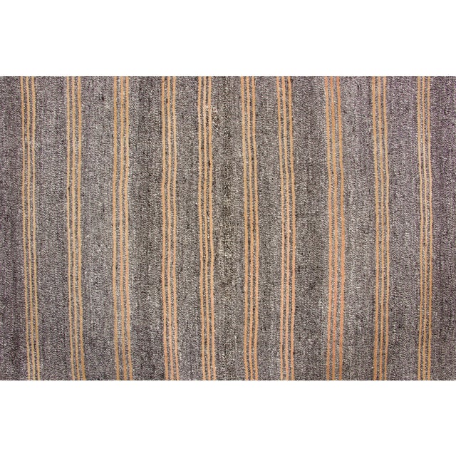 Vintage Turkish Kilim Wool Rug With Beige Stripes by Rug & Kilim, 1950-1959 For Sale In New York - Image 6 of 9