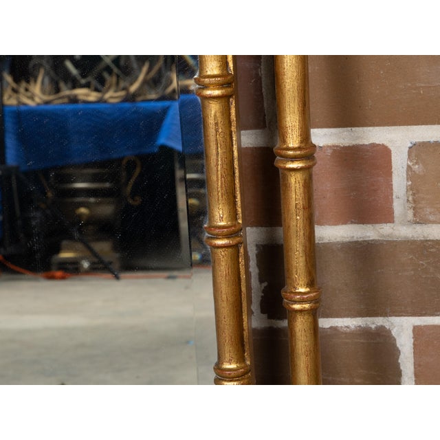 Midcentury Italian Gilt Faux Bamboo Mirror with Beveled Glass For Sale In Atlanta - Image 6 of 10
