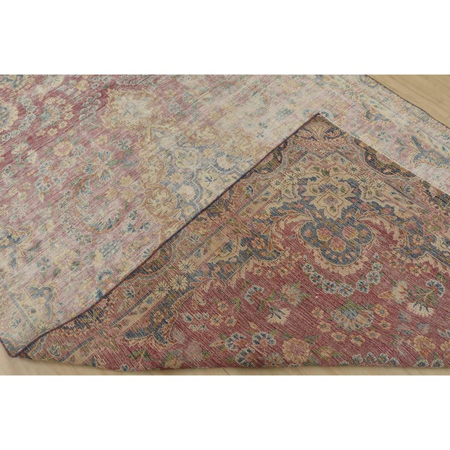 Kerman Rug 6’4” X 10’4” Pink Wool Vintage Distressed Hand-Knotted Carpet For Sale - Image 14 of 15