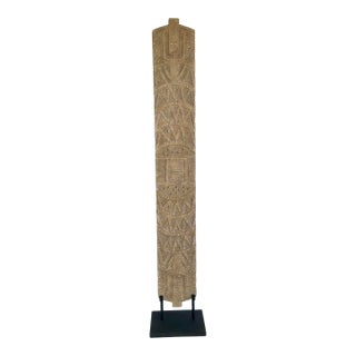 Revelation Tribal Mango Wood Large Forebearers Etching Sculpture For Sale