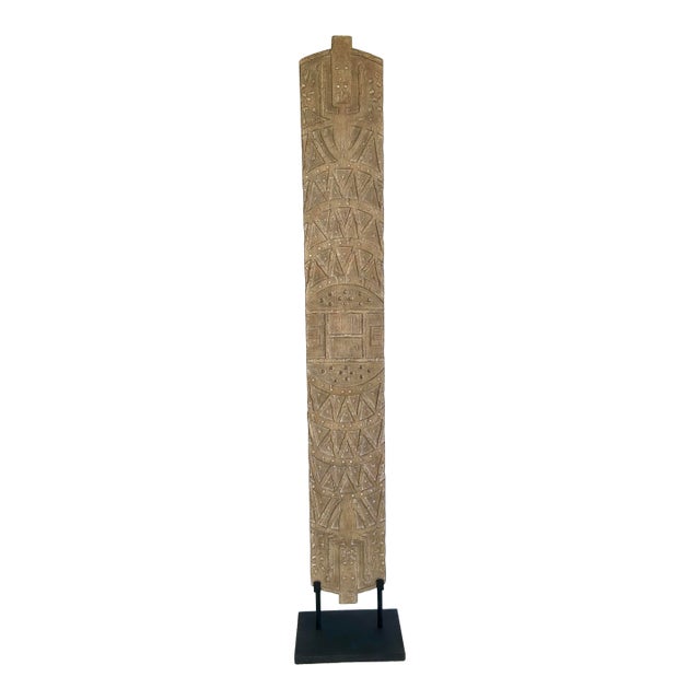 Revelation Tribal Mango Wood Large Forebearers Etching Sculpture For Sale