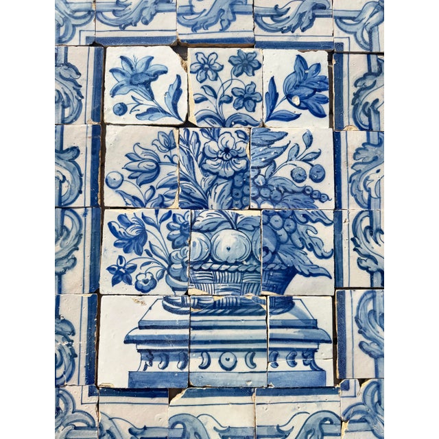 Antique 18th Century Portuguese Blue & White Abundance Basket Tile Panel For Sale - Image 13 of 16