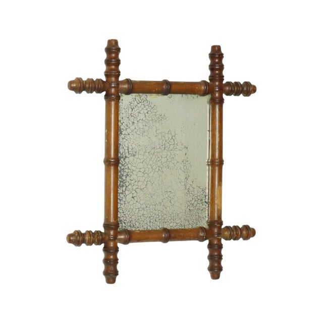 Antique Faux Bamboo Wooden Mirror, France, 1890s For Sale - Image 6 of 14