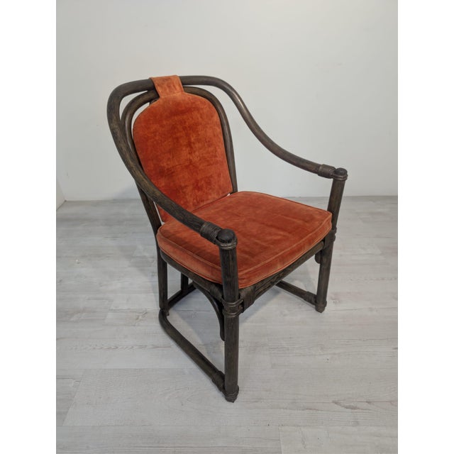 Vintage Upholstered Rattan Armchair For Sale - Image 6 of 18