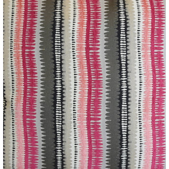 Modern Designer French Bohemian Chic Pinks, Creams & Grays Striped Feather/Down Pillow 24" Square For Sale - Image 3 of 6