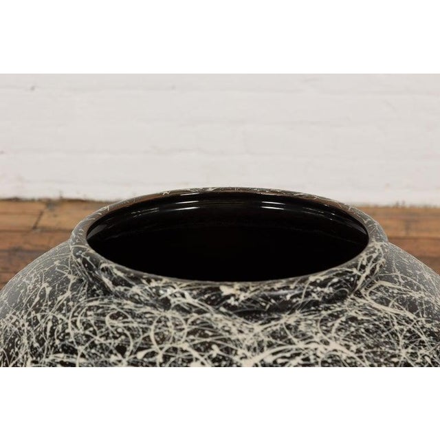 Prem Collection Artisan Made Black & White Planter with Dripping Décor For Sale In New York - Image 6 of 12