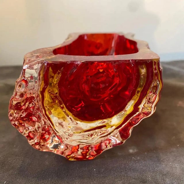 1970s 1970s Mandruzzato Modernist Red Sommerso Murano Glass Ashtray For Sale - Image 5 of 10