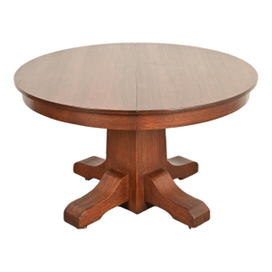 Stickley Brothers Style Antique Mission Oak Arts & Crafts Pedestal Extension Dining Table, Newly Refinished