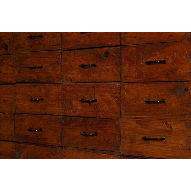 Large French Fruitwood Workshop Bank in Pine, 1920 For Sale - Image 11 of 14