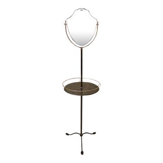 Brass and Galvanized Metal Standing Shaving Stand For Sale
