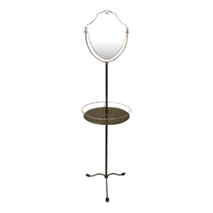 Brass and Galvanized Metal Standing Shaving Stand