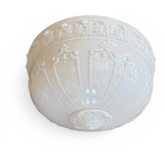 1910s 1910s Neoclassical Embossed Cased Glass Ceiling Light For Sale - Image 5 of 6