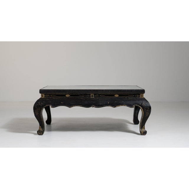 Mid 20th Century France Chinoiserie Black Wood Coffee Table For Sale - Image 9 of 11