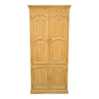 Vintage French Country Provincial Style Cerused Oak Tv Cabinet Armoire For Sale