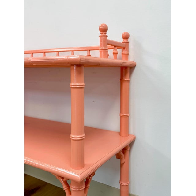 Vintage Console Table Thomasville Allegro Style Pink Faux Bamboo Hollywood Regency For Sale - Image 13 of 14