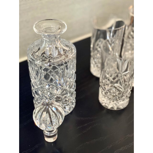 Mid 20th Century Cut Glass Decanter and Glasses- Set of 5 For Sale - Image 5 of 10