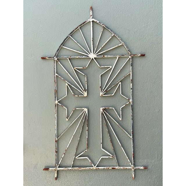 Exuding timeless ecclesiastical charm, this impressive vintage architectural window grate is crafted from heavy linear...