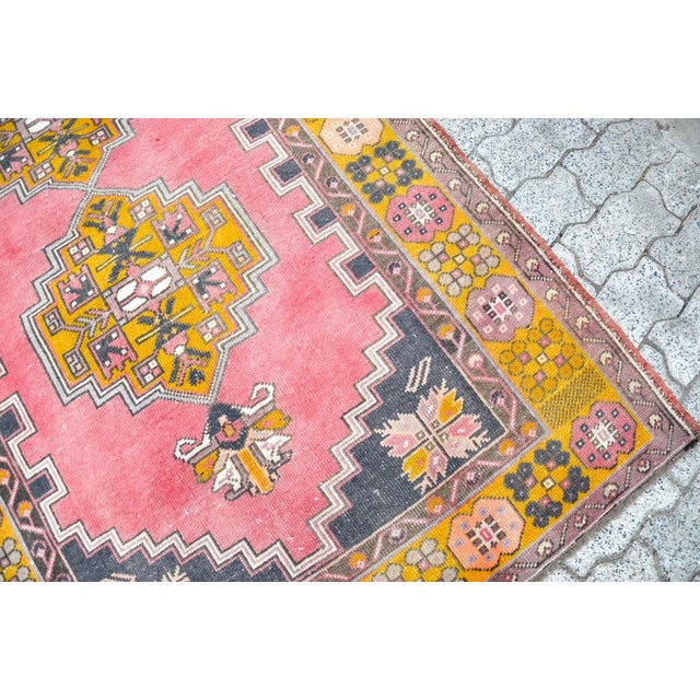 Textile Vintage Pink Hand-Made Rug For Sale - Image 7 of 11