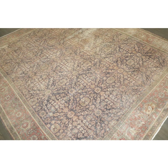 Textile Square Distressed Persian Mahal Carpet For Sale - Image 7 of 9