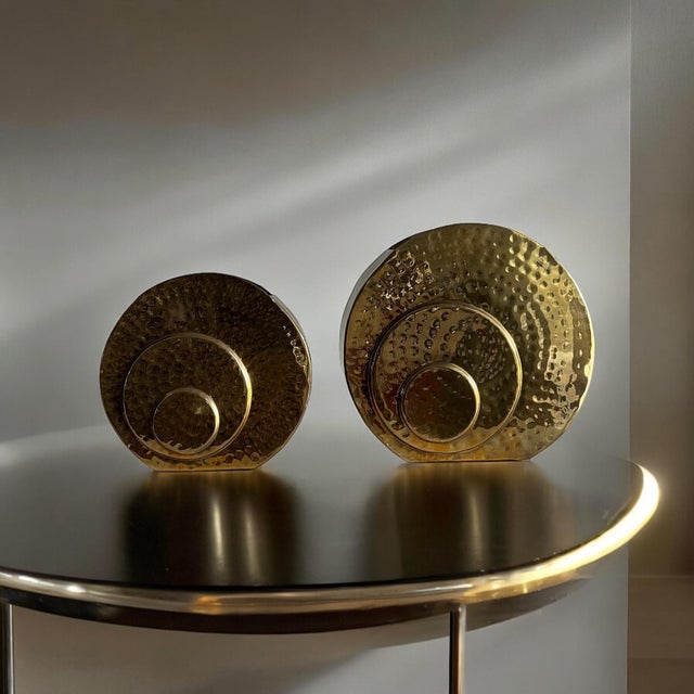 1970s 1970s Hammered Brass Vase - a Pair For Sale - Image 5 of 10