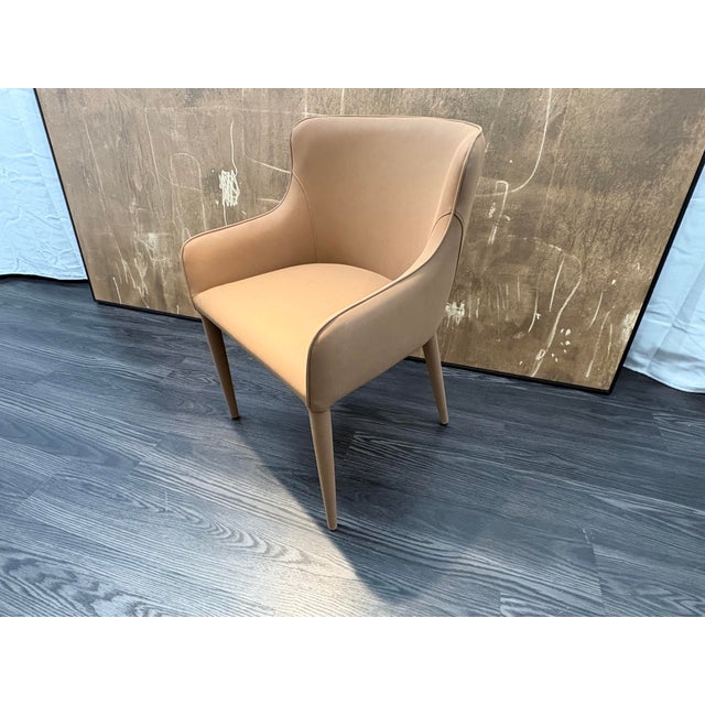 Restoration Hardware Rh Nicola Slope Leather Dining Armchair — Vegan Leather | Cocoa For Sale - Image 4 of 18