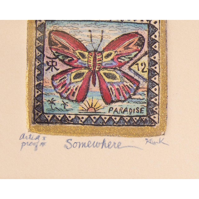 Printmaking Materials Signed “Somewhere” Artist’s Proof Etching by Robert Klunk For Sale - Image 7 of 7