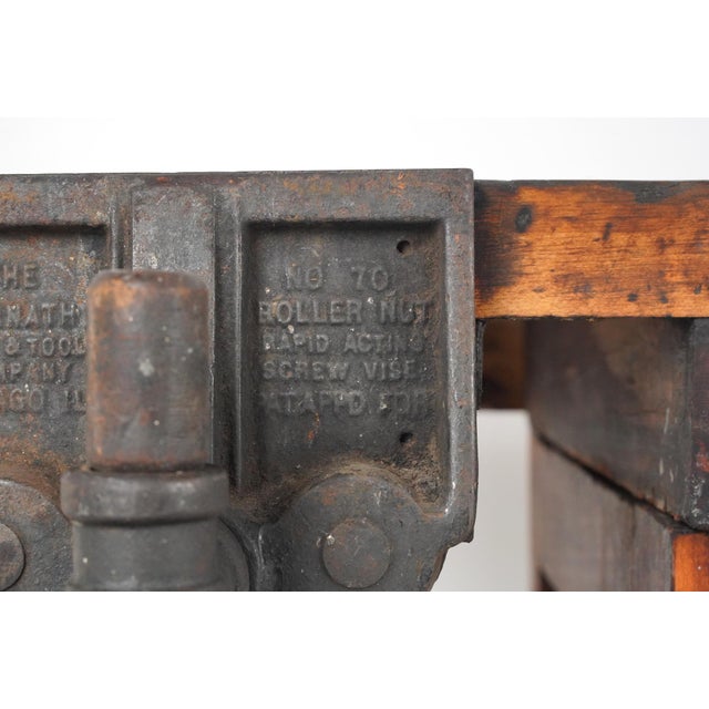 Vintage Industrial 54.375 In. Maple Woodworkers Workbench For Sale - Image 4 of 16