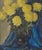 Yellow Mums With Blue Drape - Mid Century Floral Still Life by Antoni For Sale - Image 4 of 9