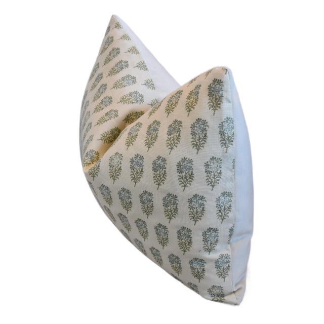 Designer Wells Abbott Floral Blocked Linen Pillow Including the Feather Down Instert For Sale - Image 4 of 6